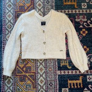 Abercrombie Cream Knit V-Neck Cardigan Medium